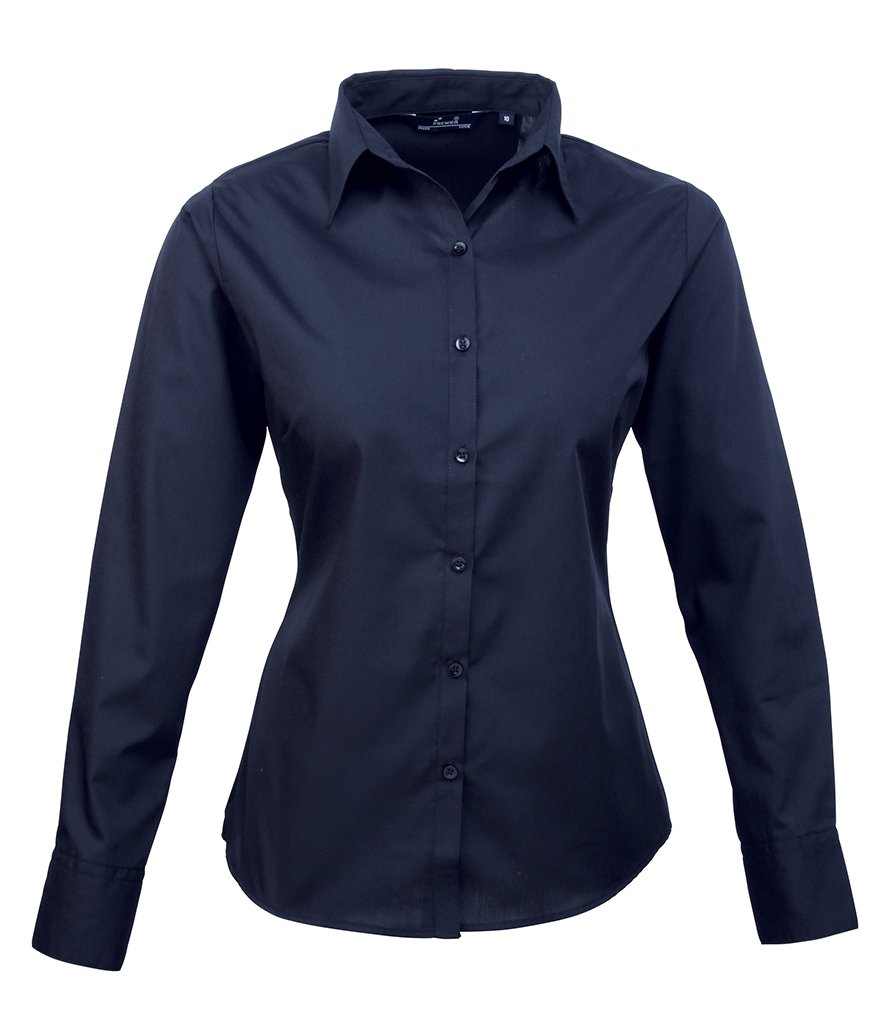Premier Ladies Long Sleeve Poplin Shirt