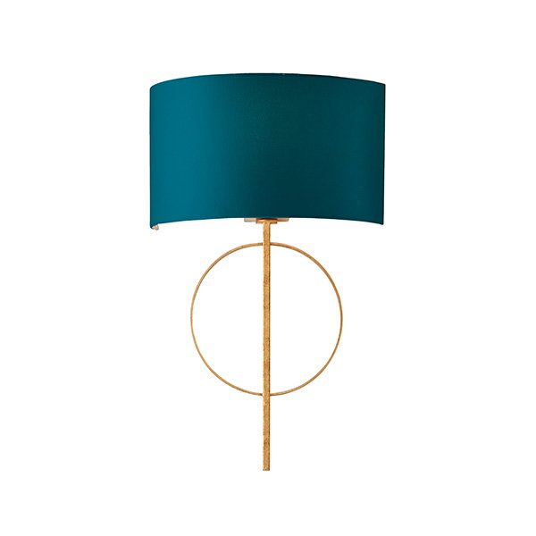 Endon Hoop Gold Leaf Wall Light With Teal Shade