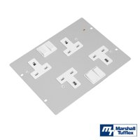Marshall-Tufflex 4 Compartment Floor Box Accessory Plate - Double 13Amp Twin Switched Socket Outlet