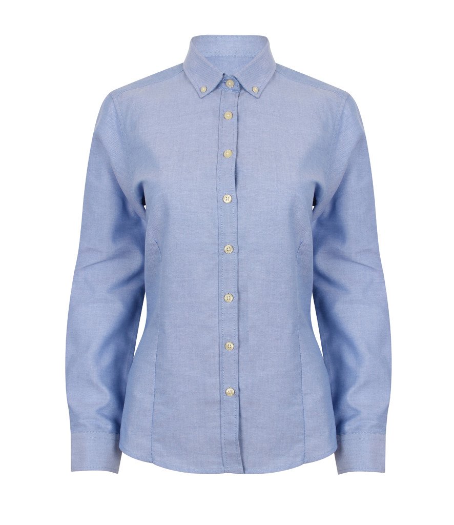 HENBURY LADIES MODERN LONG SLEEVE REGULAR FIT OXFORD SHIRT