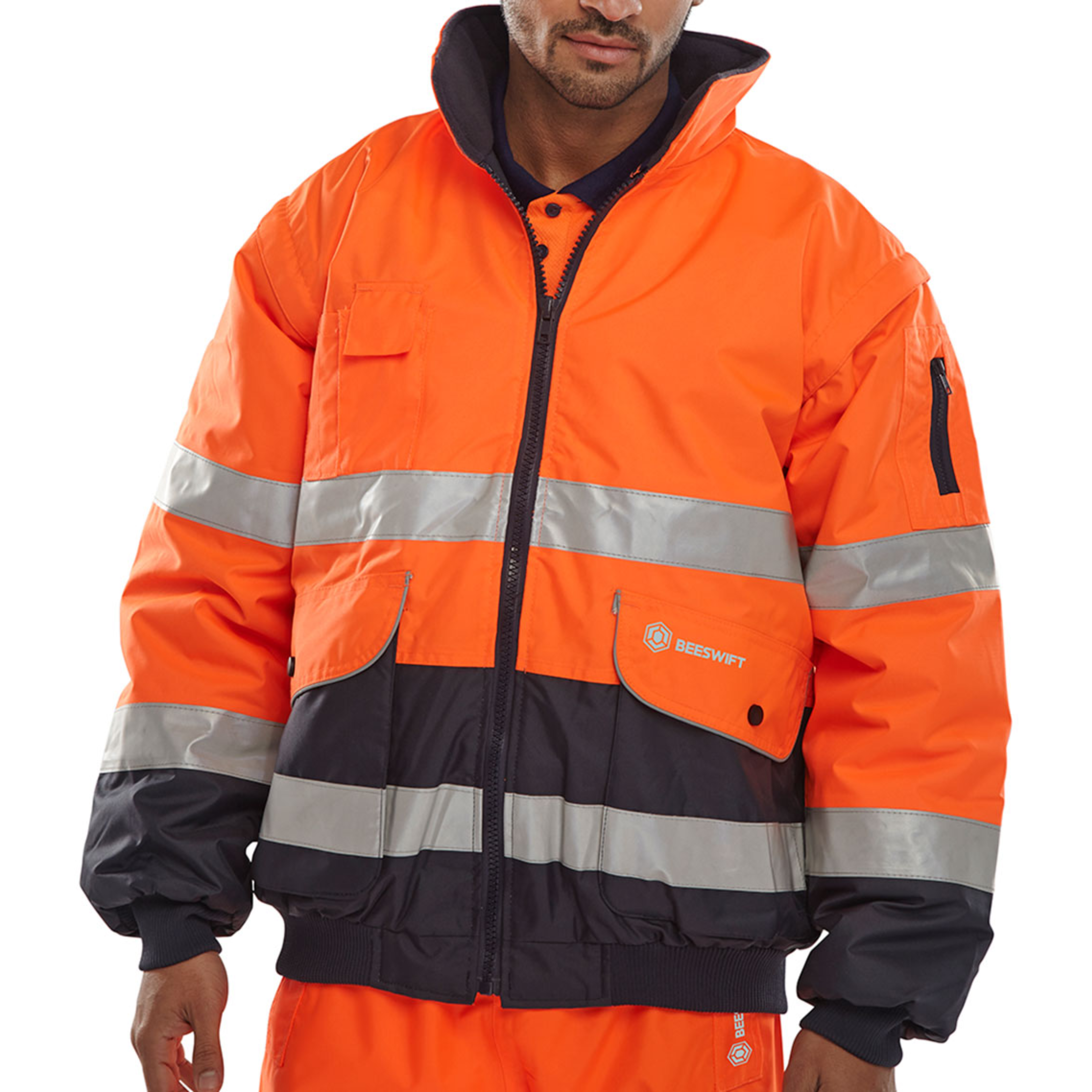 Beeswift Europa Bomber Jacket, Orange/Navy