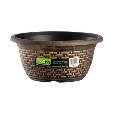 Rustic Bowl Planter 30cm Black/Bronze