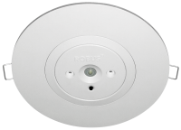 CARINA 2W Emergency Downlight 200lm DUAL TEST White w/ open & corridor lenses 130mm extension ring