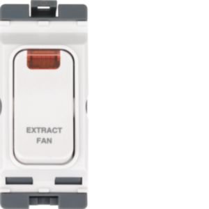 Hager Sollysta 20A DP Gridswitch + Neon "Extract Fan" White WMGSDP2N/EF