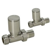 STRAIGHT RADIATOR VALVE ROUND HEAD BRUSHED NICKEL