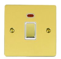 VICTORIAN BRASS HERITAGE  DOUBLE POLE SWITCH WITH NEON INDICATOR 20A