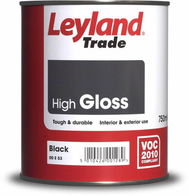 Leyland High Gloss Paint Black 750ml