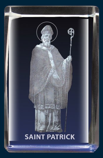 Laser Engraved Crystal/Saint Patrick   (50628)