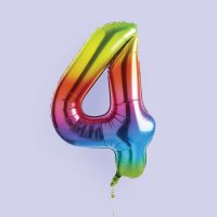 Rainbow Number '4' Foil 34" Balloon