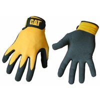 Cat Yellow String Knit Nitrile Glove Nitrile Coated Palm+Fingers c/w Wrist Strap S.8 Medium