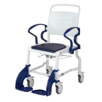 Mobile Commode Chair with Swing Away Arms with a seat pad.