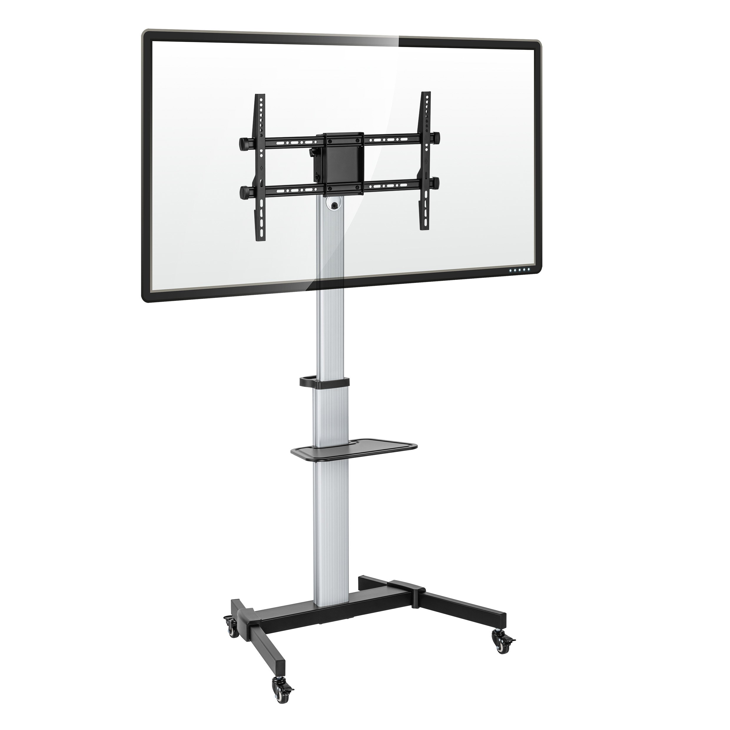 TTAP CART02 aluminium TV cart with mounted 75″ screen and AV shelf TTAP, IC PLUS