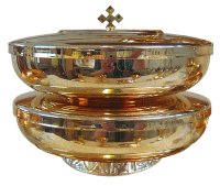 Stacking Ciboria/Set of 2 + Lid/Gold Finish   (88247)