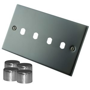 Black Nickel 4 Gang Dimmer Plate & Knobs