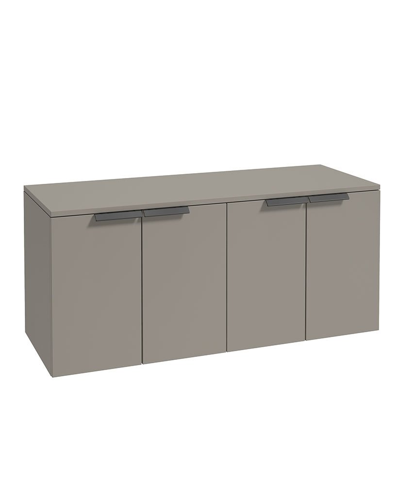 STOCKHOLM 120CM WALL HUNG FOUR DOOR KHAKI MATT  COUNTERTOP VANITY UNIT - MATT BLACK HANDLE
