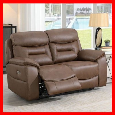 Biaritz Electric Recliner 2 Seater Sofa - Chestnut
