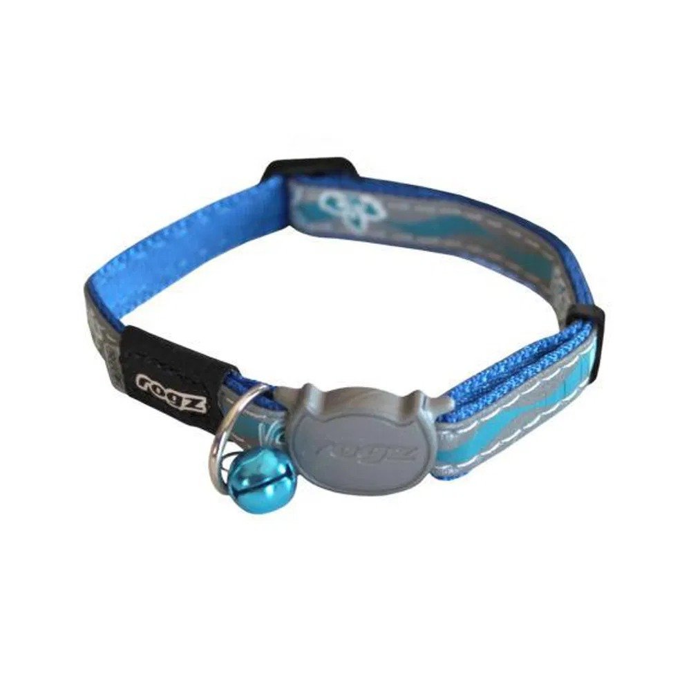 Rogz CB08-B NightCat Adjustable Reflective Collar Blue Floral 200-310mm Small