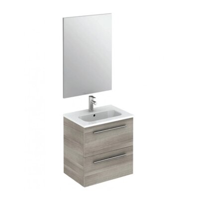 Paris 50cm Wall Hung Vanity Unit, Basin & Mirror 50cm Sandy Grey
