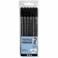 Dual Tip Fabric Markers - Black (6)