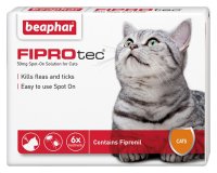 Beaphar FIPROtec® Spot-On Flea and Tick treatment for Cats - 6 Pipettes