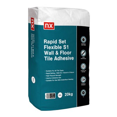 NX Rapid Set Flexible Wall & Floor Tile Adhesive White S1 20kg 82-67