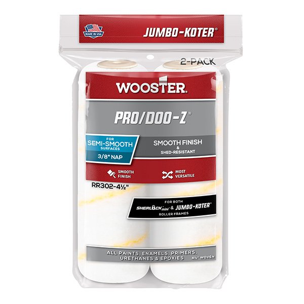 Wooster Jumbo-Koter Pro/Doo-Z Mini Roller Sleeve (2 Pack) 3/8 Inch Nap for Semi Smooth Surfaces