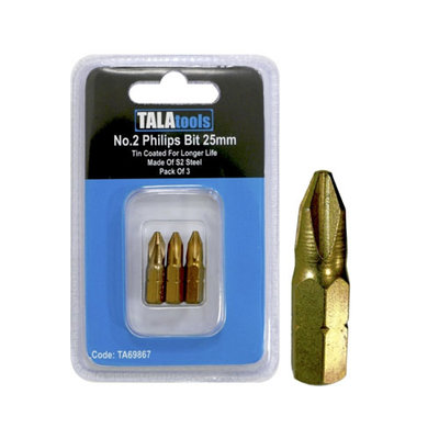 Tala 25mm PH2 Insert Bits (3 Pack)