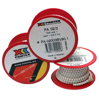 Partex PA 02/3 White 0 on Black Coloured Cable Marker (1000)
