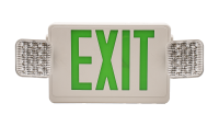 Combination LED Exit/LED Emergency Light w/Battery Back-up, Green Lense