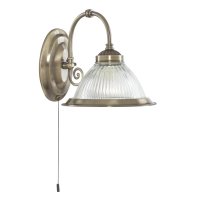 Searchlight American Diner Wall Light - Antique Brass & Ribbed G