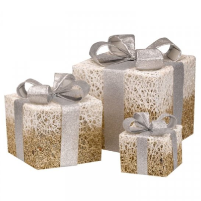 Gold Sparkly Faux Gift Boxes - Set of 3