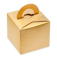 Gold Silk Square Box With Handle 65 x 65 x 65mm