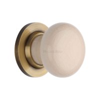 8010-AT - Cream Crackle Knob With Antique Brass Base