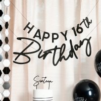 Black 'Happy Birthday' Customisable Card Banner x2 2m