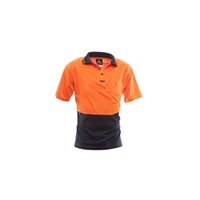 801081 Hi Vis-Polo Shirt,S/S, Orange/Blue
