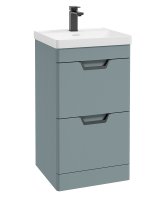 FREYA 50CM 2 DRAWER FLOORSTANDING VANITY UNIT MATT CORAL GREEN-MATT BLACK HANDLE