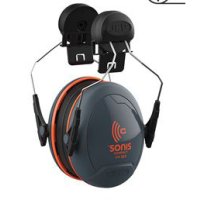 Helmet Mounted Ear Defenders - Black/Orange One Size