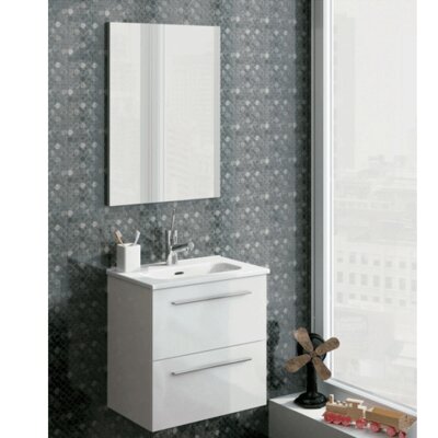 Paris 50cm Wall Hung Vanity Unit, Basin & Mirror 50cm White
