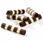 dark brown and white zebra striped chocolate rolls