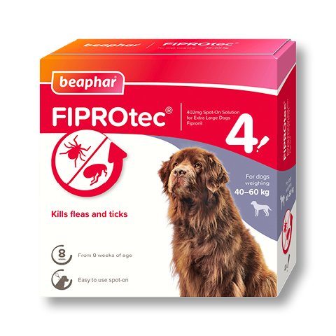 Beaphar Fiprotec Extra Large Spot On Flea & Tick Treatment 4 Pipette - SINGLE