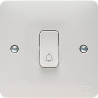 Hager 1 Gang 2 Way Push Switch with Bell Symbol