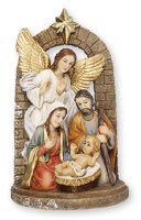 Nativity Set/Resin/Holy Family & Angel 6 inch   (89115)