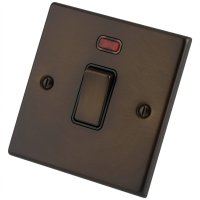 Dark Bronze 20A  Double Pole Sw c/w Neon 6062-051