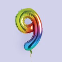 Rainbow Number '9' Foil 34" Balloon