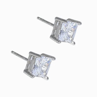 Silver Square Diamond Earrings