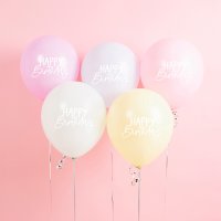 Eco Rainbow 'Happy Birthday' 12" Latex Balloons - Pack of 5