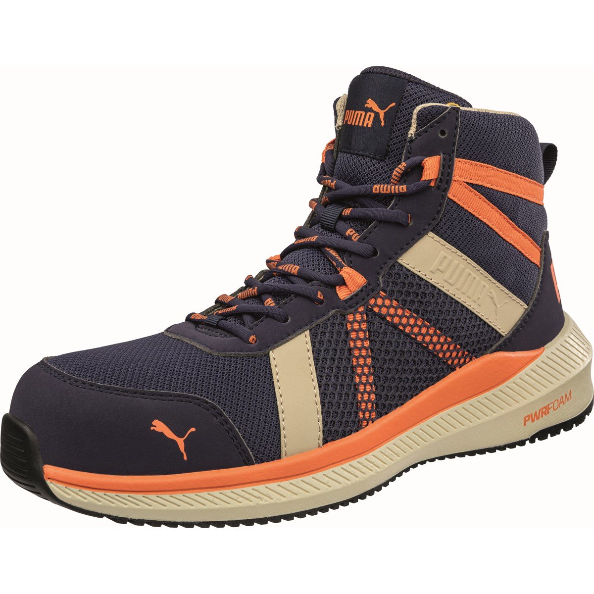 PUMA SAFETY SHOE RIVAL BLUE ORANGE MID S1PS 