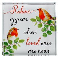 Glass Block Paperweight/Robin Near You  (50688)
