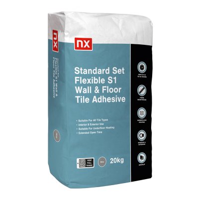 NX Standard Set Flexible Floor & Wall Tile Adhesive Grey S1 20kg 82-60