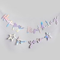 Iridescent 'Happy Birthday To You' Card Banner x2 2m